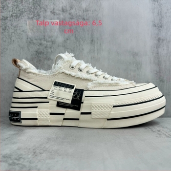 Beggar cipő, vászon felső rész, Unisex, Vastag platform, Elülső fűzés, Vulkanizált gumitalp, Sarokmagasság 6-8 cm