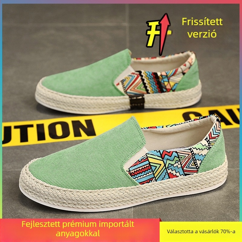 Férfi vászon slip-on cipő, légáteresztő, több rétegű talppal és kerek orral – mindennapi viselető őszre és télre
