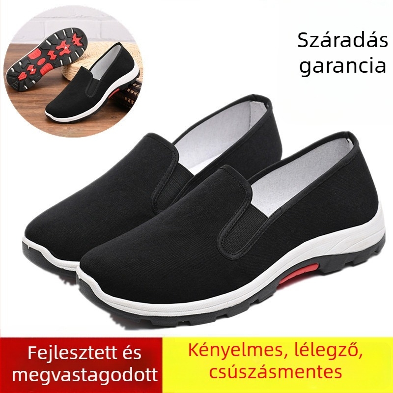 Férfi hegymászó cipő slip-on stílusban — vászon felsőrész, injektált talp, textil talptalp, alacsony sarok 1–3 cm