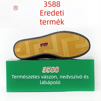 Férfi mindennapi cipő, légáteresztő vászonfelsőrész, elasztikus pántos záródás, EVA talpbetét, kerek orr