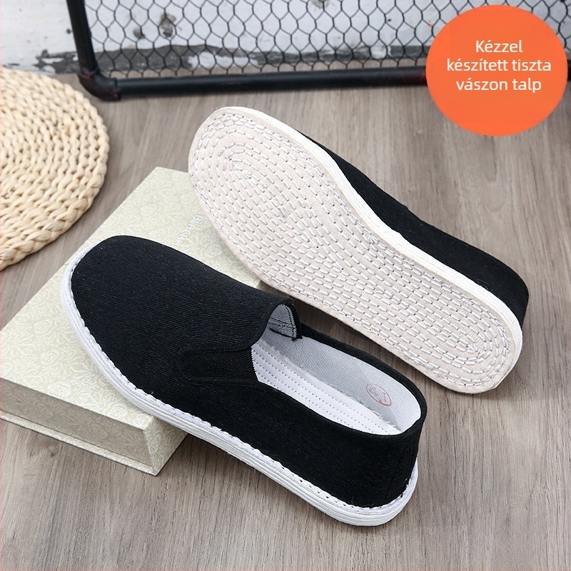 Textil lapos cipő Slip-On, kerek orr, alacsony felső rész, lélegző belső, többszörös rétegű talp