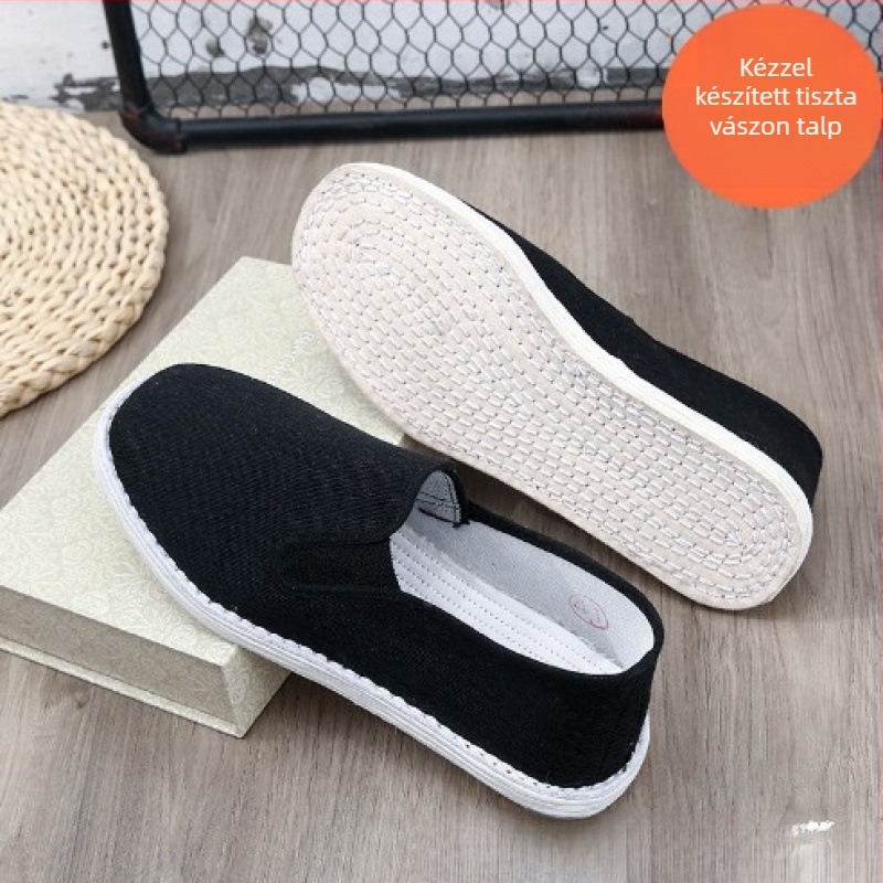 Textil lapos cipő Slip-On, kerek orr, alacsony felső rész, lélegző belső, többszörös rétegű talp