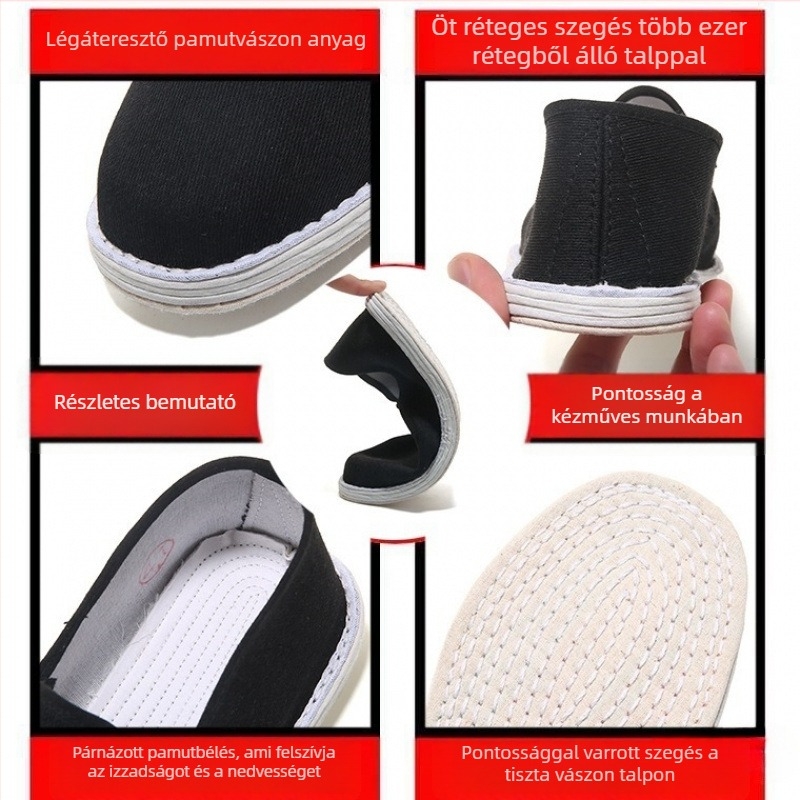 Textil lapos cipő Slip-On, kerek orr, alacsony felső rész, lélegző belső, többszörös rétegű talp