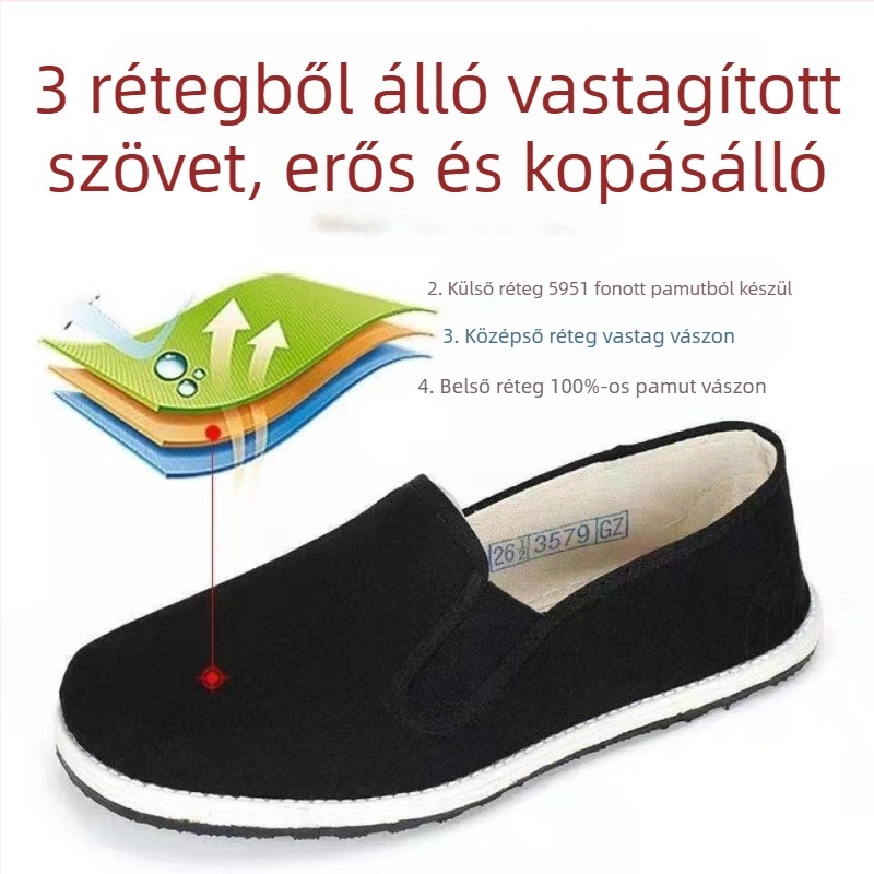 Uniszex vászoncipők – kerek orr, pamut felső rész, gumi talp, vulkanizált konstrukció, alacsony profil