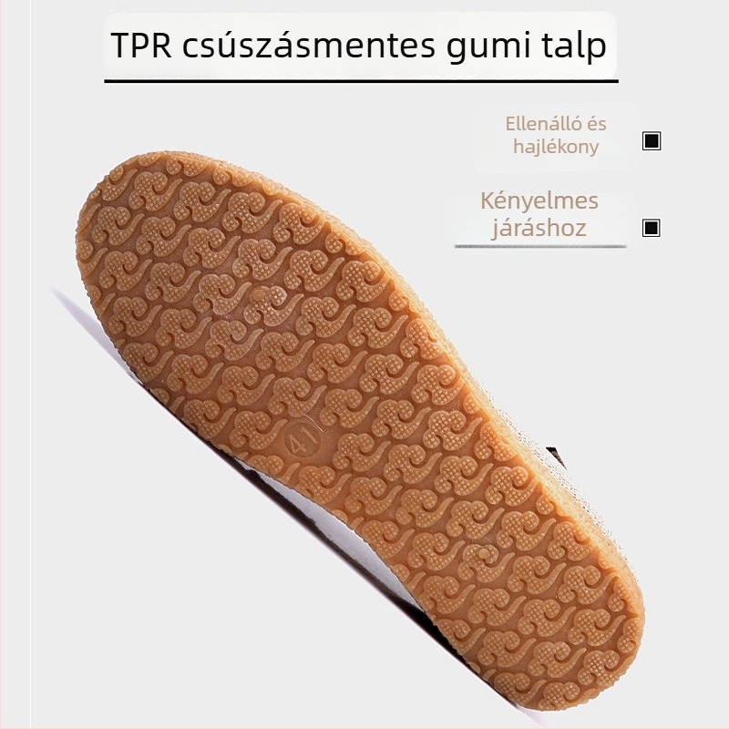 Férfi vászon slip-on mindennapi cipő, talp marháinak ínából készült, lélegző, kopásálló, kerek orr, alacsony profil