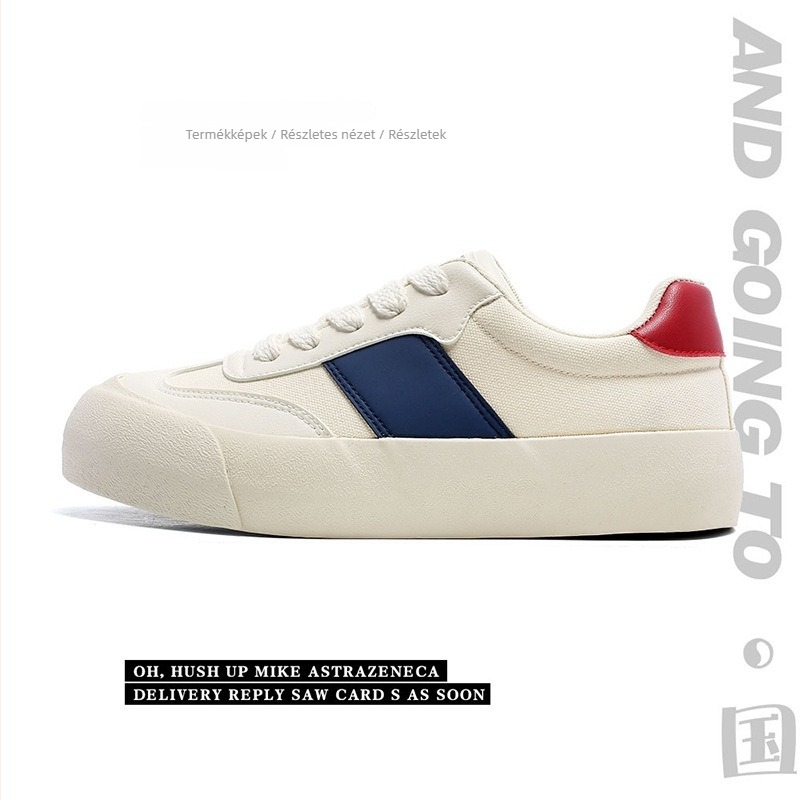 Férfi alacsony profilú vászon tornacipő vulkanizált gumitalppal, fűzős záródás, kerek orr