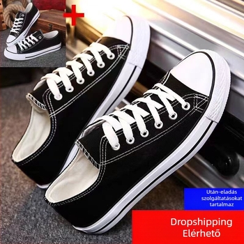 Férfi vászoncipő – utcai stílus, alacsony felső rész, fűzős, PVC talp, vászon felsőrész, tavasz és ősz