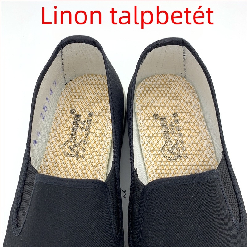 Uniszex vászon munkás cipő, slip-on elasztikus pánttal — lélegző, kopásálló, gumitalp