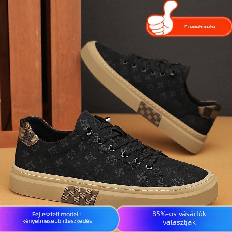 Férfi vászon cipő, mindennapi stílus, kerek orr, felső rész vászonból, alacsony sarka 1–3 cm, műanyag talp