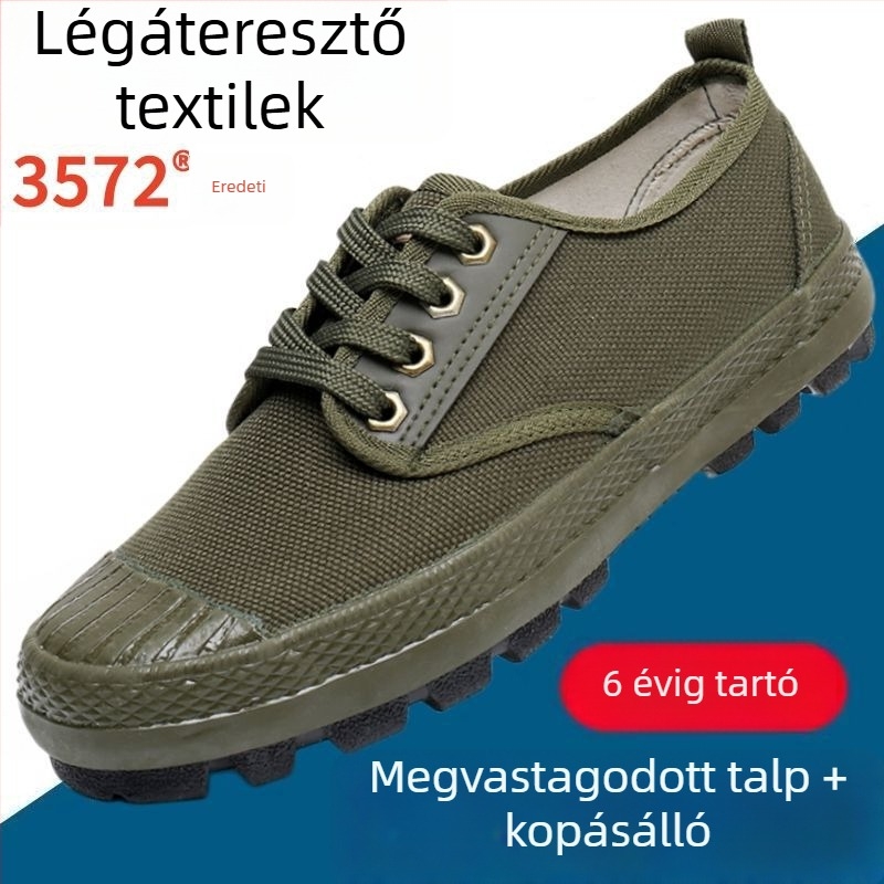 Háromvédelmes magas szárú vászon munkacipő vulkanizált gumitalppal, légáteresztő