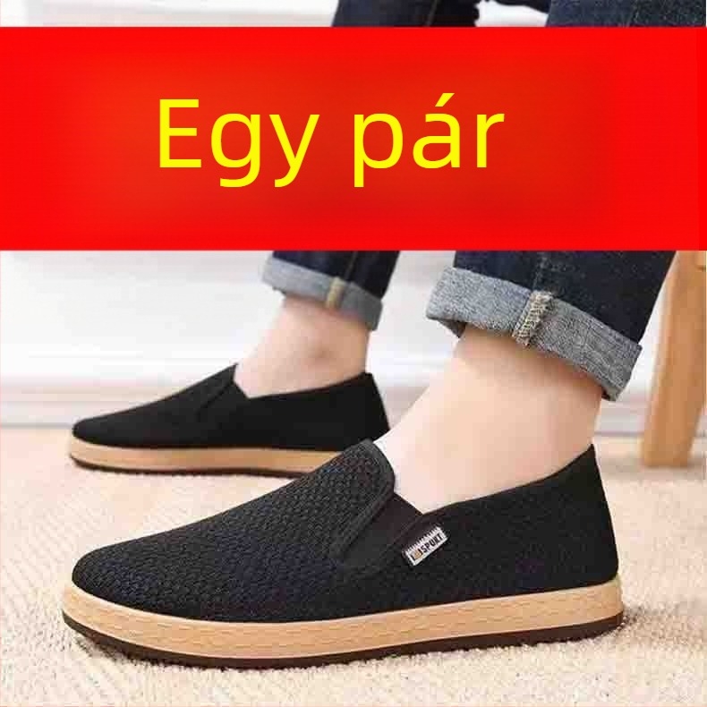 Textil slip-on cipő, rugalmas felsőrész, gumírozott talp, alacsony sarkú 1–3 cm, nyári mindennapi viselet
