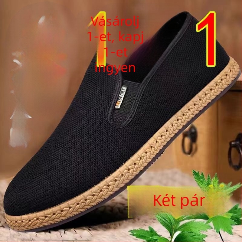 Textil slip-on cipő, rugalmas felsőrész, gumírozott talp, alacsony sarkú 1–3 cm, nyári mindennapi viselet