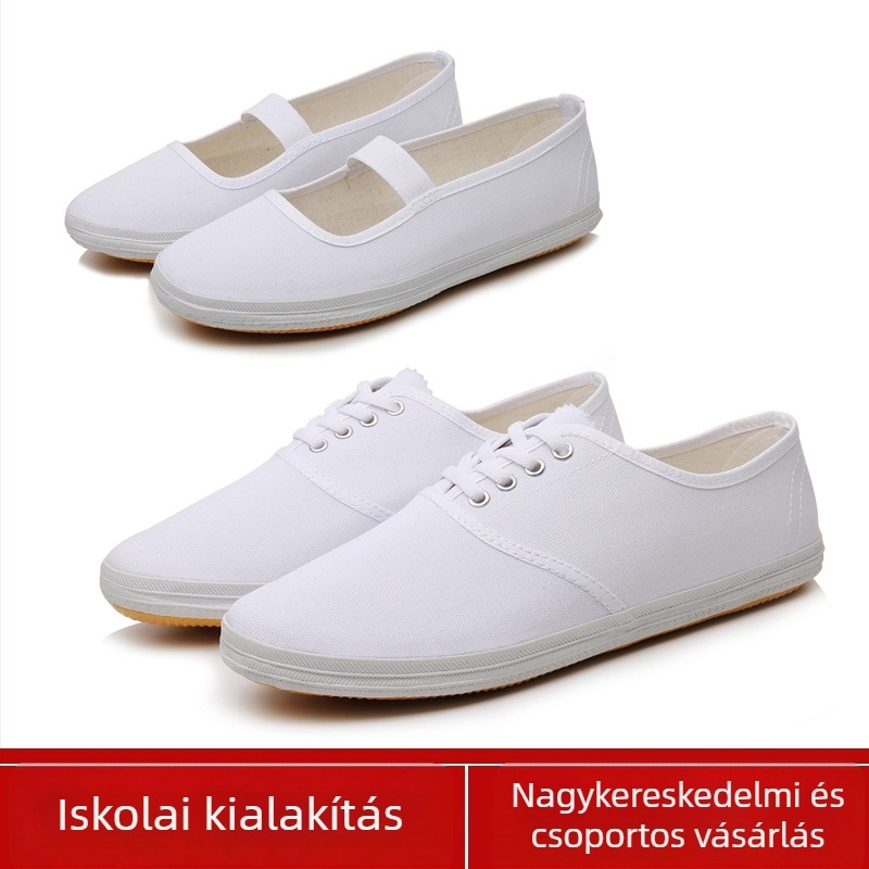 Férfi vászon lapos cipő, légáteresztő, fűzős, gumírozott talppal, hegyes orrú