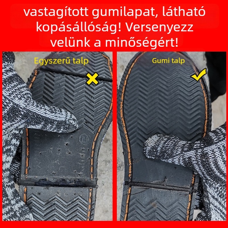 Férfi munkacipő pamut felsőrész, kerek orrú, műanyag talp, varrott szerkezet