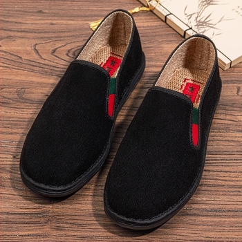 Férfi slip-on Corduroy anyagú cipő, kerek orr, alacsony szár, többrétegű talp