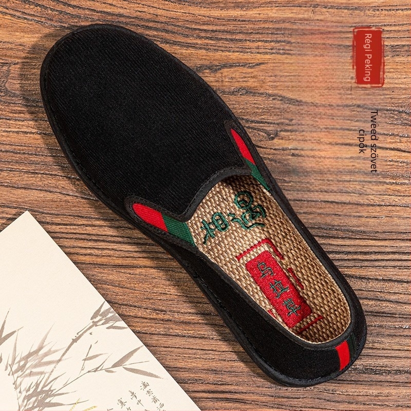 Férfi slip-on Corduroy anyagú cipő, kerek orr, alacsony szár, többrétegű talp