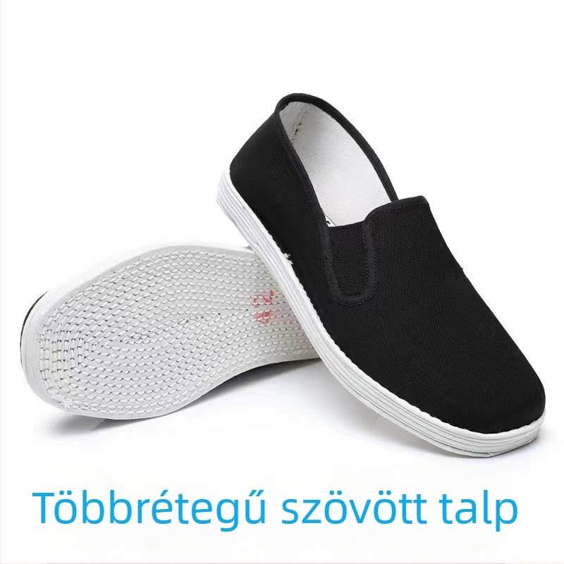 Uniszex vászoncipő, kerek orr, pamut felsőrész, gumi talp, vulkanizált konstrukció