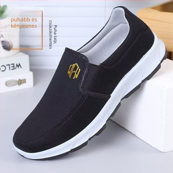 Férfi vászoncipő, slip-on, kerek orrú, alacsony felső rész, sekély nyílás