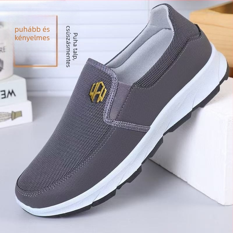 Férfi vászoncipő, slip-on, kerek orrú, alacsony felső rész, sekély nyílás