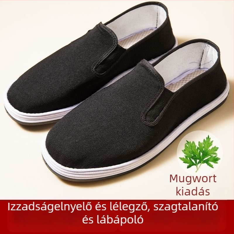 Férfi vászoncipő, lélegző, kerek orr, alacsony felső rész, pamut talpbetét