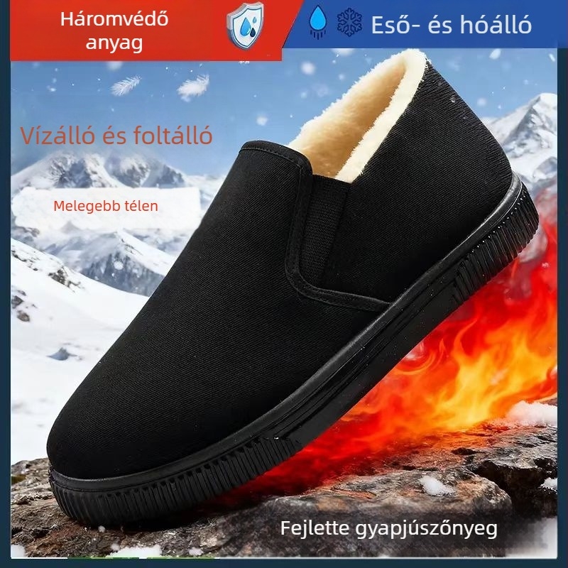 Téli uniszex textilcipő pamut béléses, gumírozott talppal, vízálló