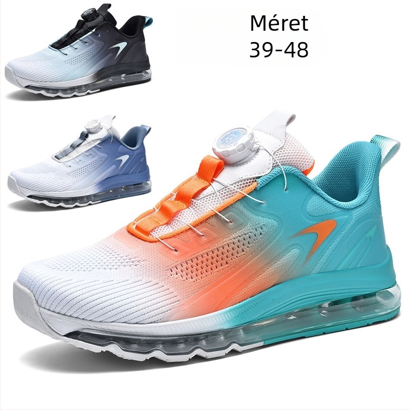 Férfi platform cipők Flyknit felsővel, légpárnás talppal, hétköznapi stílus, kerek orr