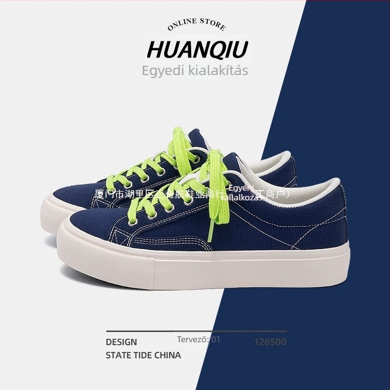 Férfi vászon lapos talpú cipő - fűzővel, kopásálló (Upper: Canvas; Talp: Composite bottom; Zárás: Lace-Up; Season: Summer 2025)