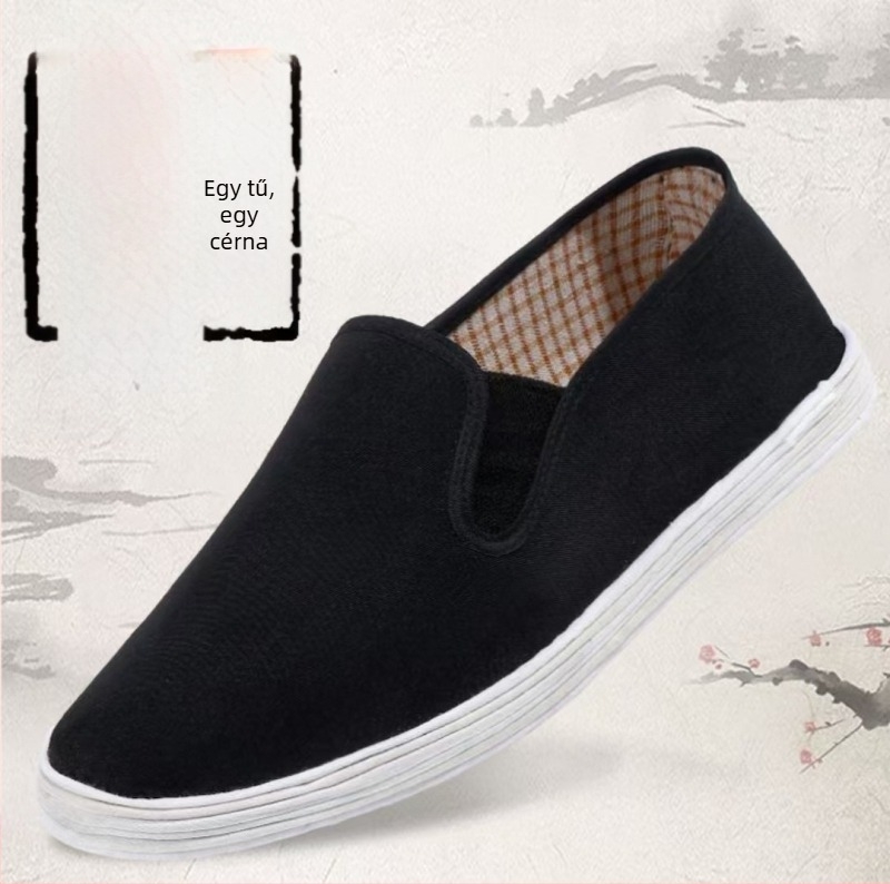 Uniszex vászon Slip-On cipő, alacsony felső rész, rugalmas zárás, légáteresztő textil bélés, 1000‑rétegű talp