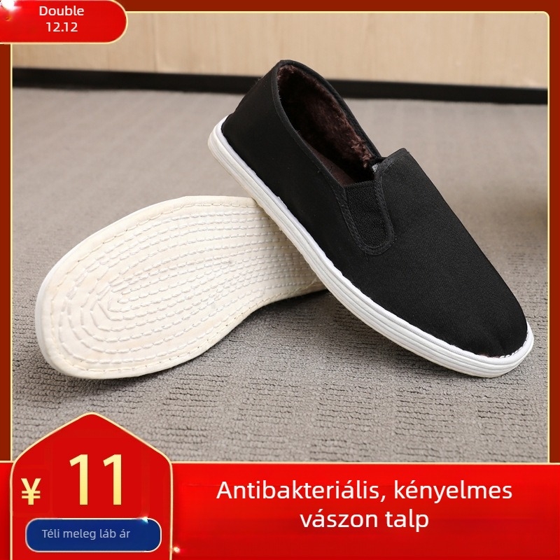 Slip-On téli vászoncipő, fleece belsővel, kényelmes és meleg; felső rész: pamut vászon; belső: rövid műszőr; talpbetét: műszálas gyapjú; talp: Melaleuca