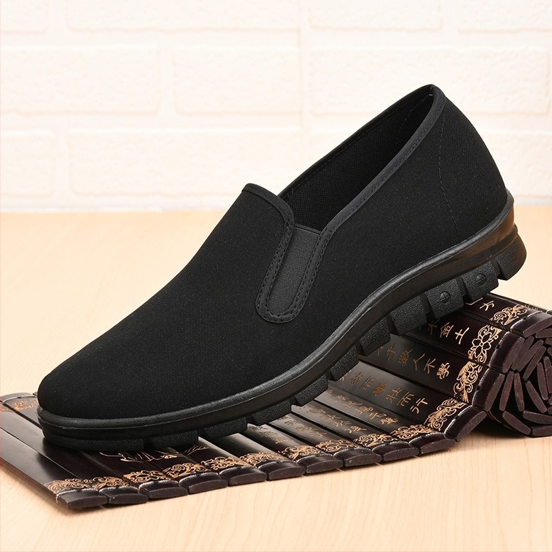 Férfi vászoncipő poliuretán talppal, slip-on, lapos sarok, lélegző és kényelmes