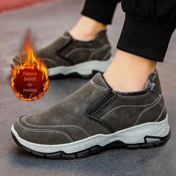 Férfi sportcipők sétához, slip-on kivitel, alacsony felső rész, lélegző hálós felsőrész, vastag csúszásmentes gumitalp