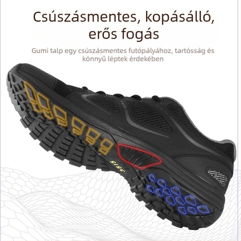 Férfi túracipő – lélegző szöv felsőrész, csúszásmentes gumitalp, magas felső rész, fűzők, hálós belső