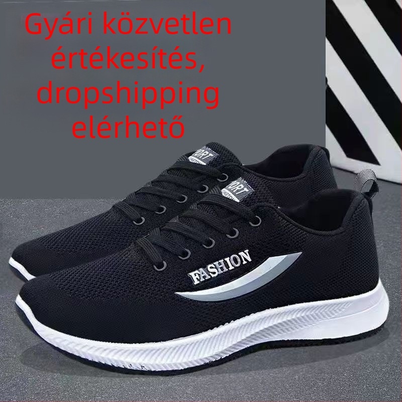 Férfi mindennapi vászoncipő, egész szezonra, elöl fűzőkkel, puha talp