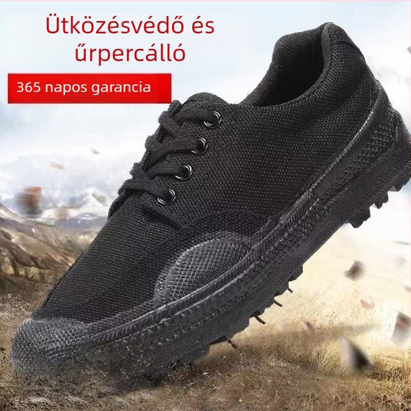 Munkacipő, vászon felsőrész, vulkanizált gumitalp, kerek orr, légáteresztő, uniszex