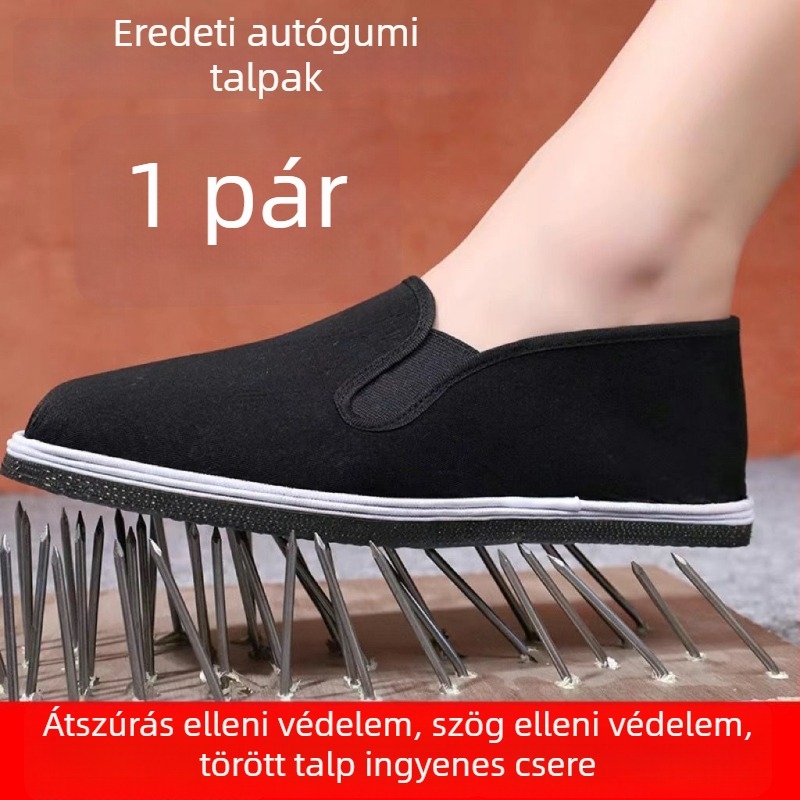 Vastag gumitalpú építkezési munkacipő, perforáció elleni védelem, kopásálló, lélegző