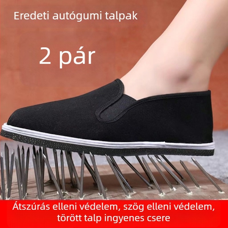 Vastag gumitalpú építkezési munkacipő, perforáció elleni védelem, kopásálló, lélegző