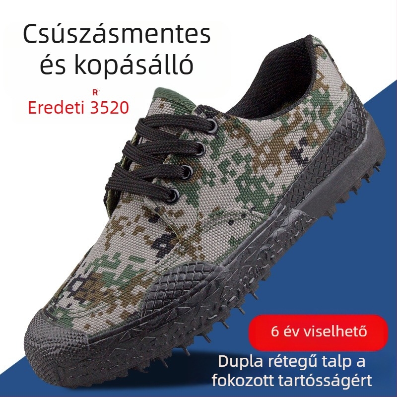 3520 Liberation Cipők - Kamufláž Vászon Felsőrész, Gumírozott Talp, Csúszásmentes, Fűzővel Záródó