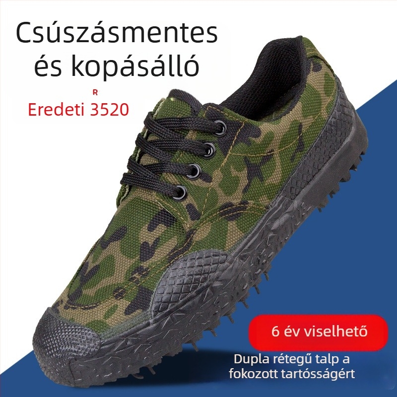 3520 Liberation Cipők - Kamufláž Vászon Felsőrész, Gumírozott Talp, Csúszásmentes, Fűzővel Záródó