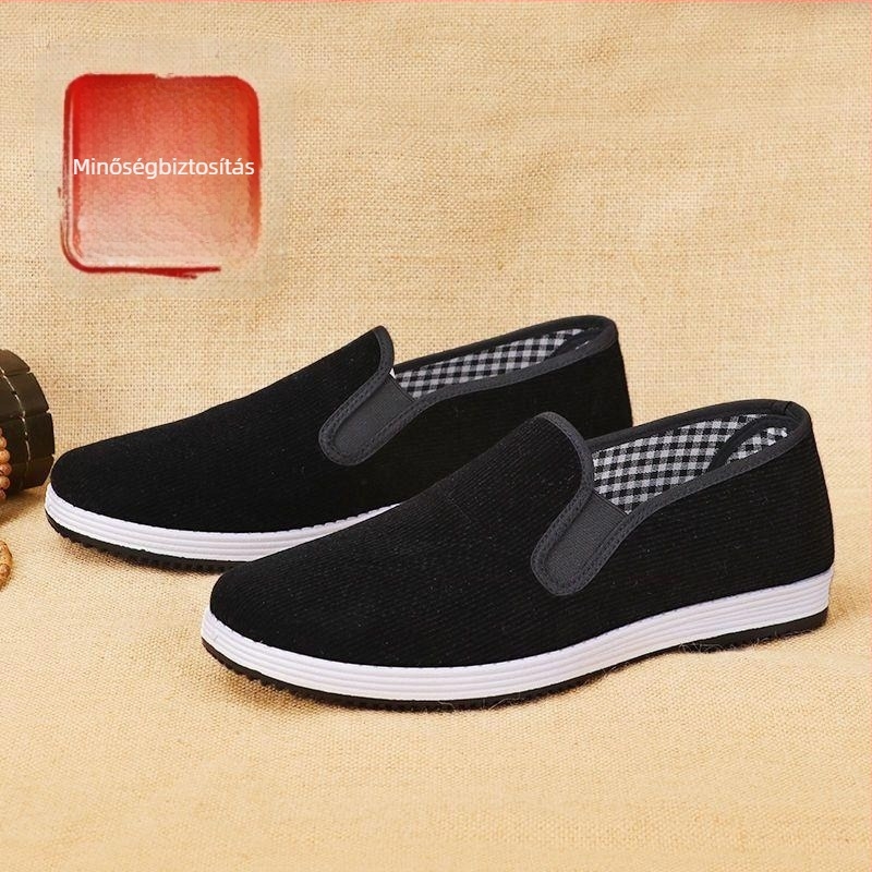 Férfi pamutból készült slip-on cipő PVC talppal, alacsony felső rész, lapos sarok, mindennapi viselet