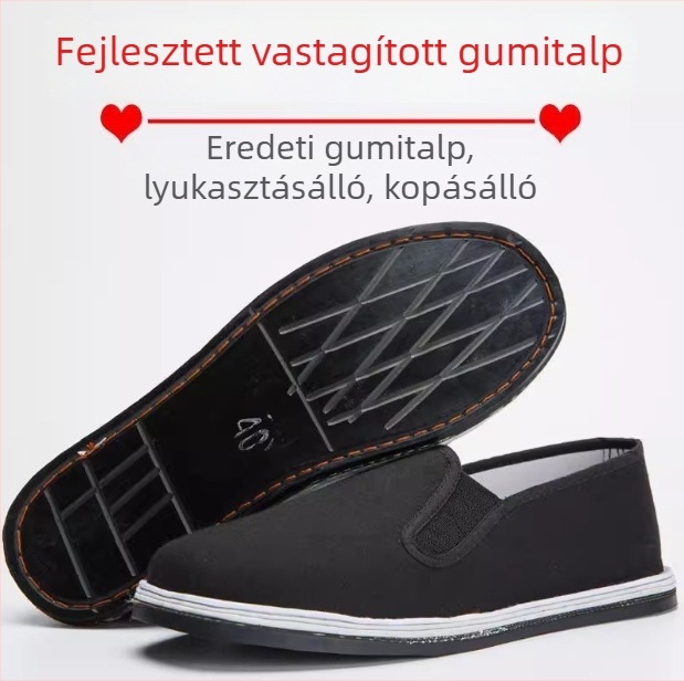 Uniszex vászoncipő kerek orrú, pamut felsőrész, gumírozott talp, varrott kivitel, elasztikus pánt