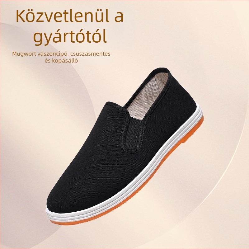 Textil slip-on munkacipő, uniszex, légáteresztő, kopásálló, pamut felsőrész, gumitalp