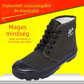 Egyszerű cipők: magas szárú, vászon felsőrész, PVC talp, csúszásmentes és kopásálló