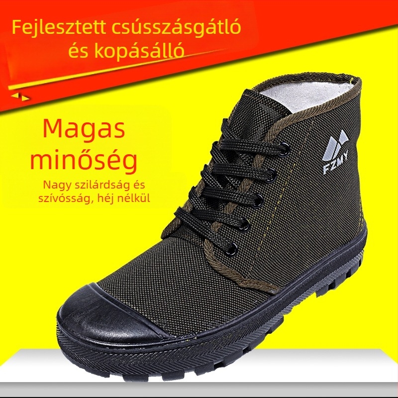 Egyszerű cipők: magas szárú, vászon felsőrész, PVC talp, csúszásmentes és kopásálló