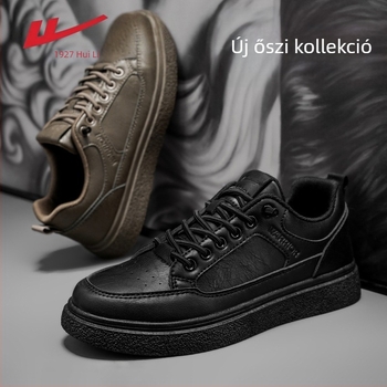 Férfi Warrior szintetikus bőrből készült sétacipő, fűzőkkel, kerek orr, hálós bélés, PVC talp, alacsony sarok 1–3 cm