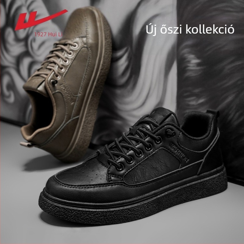 Férfi Warrior szintetikus bőrből készült sétacipő, fűzőkkel, kerek orr, hálós bélés, PVC talp, alacsony sarok 1–3 cm