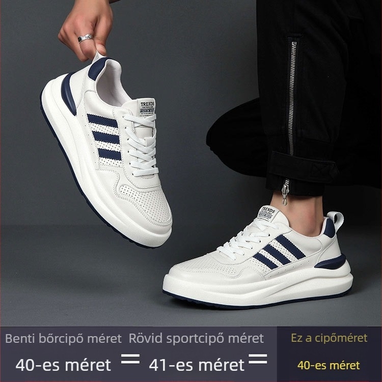 Férfiaknak szóló alacsony talpú platform cipő, felsőrész első réteg marhabőrből, belső bőr, EVA talp, fűzővel záródó, 3–5 cm sarok