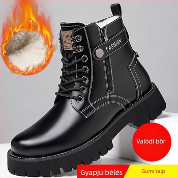 Martin csizmák férfiaknak, felső rész split bőrből, talpbetét juhbőrből, gumitalp, alacsony sarok (1–3 cm)