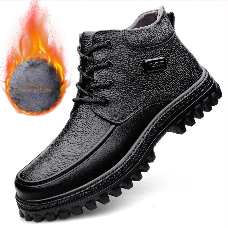 Férfi Martin bakancs — velúr felsőrész, belső bélés gyapjú és báránybőr keveréke, középmagas szár, kerek orr, gumi talp