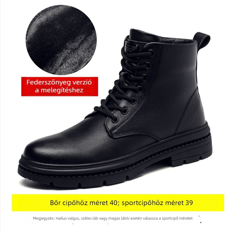 Férfi Martin csizmák valódi bőrből, meleg bélés, magas szárú, gumírozott talppal