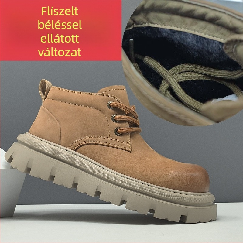 Martin munkacipő: első réteg bőrből, kerek orr, alacsony szár, 3–5 cm sarok